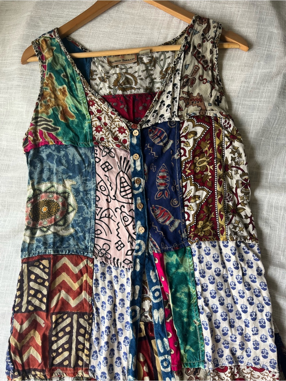Patchwork Dress - Sacred Threads Boho Maxi Cover-up